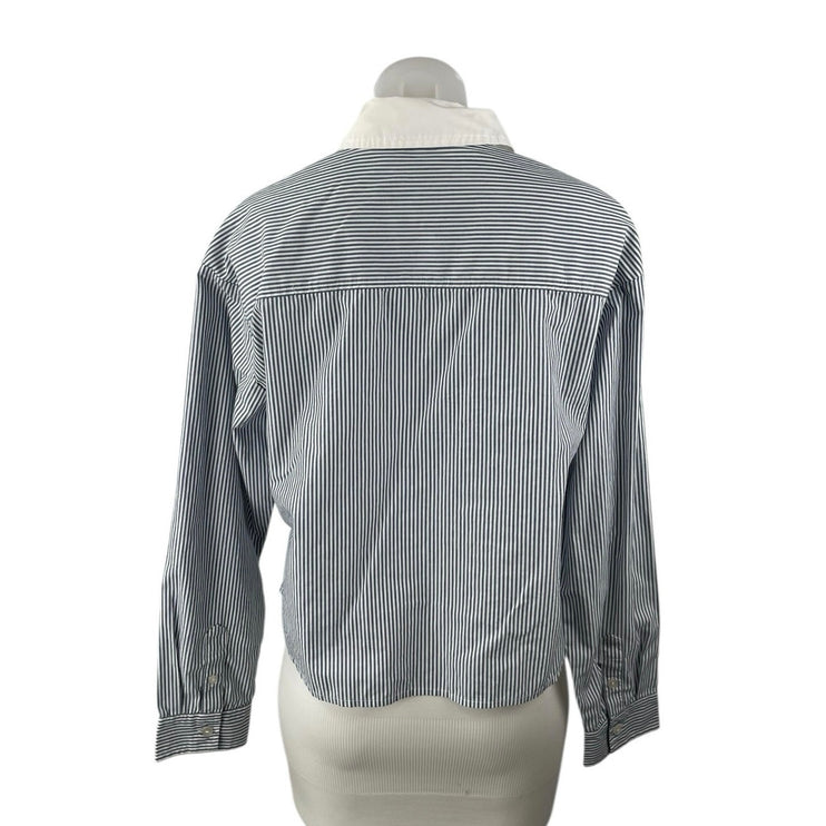 Abercrombie & Fitch Blue Seersucker Striped Long Sleeve Button Down Shirt Top S