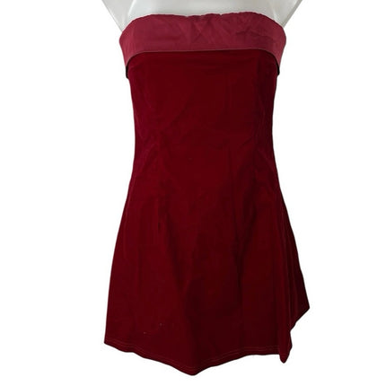 Commense Red Strapless Sleeveless Knit Tube Bandeau A Line Mini Dress Size S