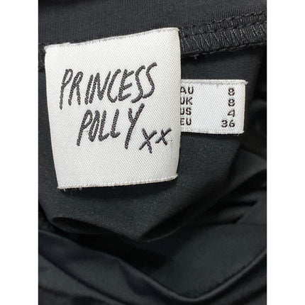 Princess Polly Women's Black Crewneck Long Sleeve Slim Tee T-shirt Top Size 4
