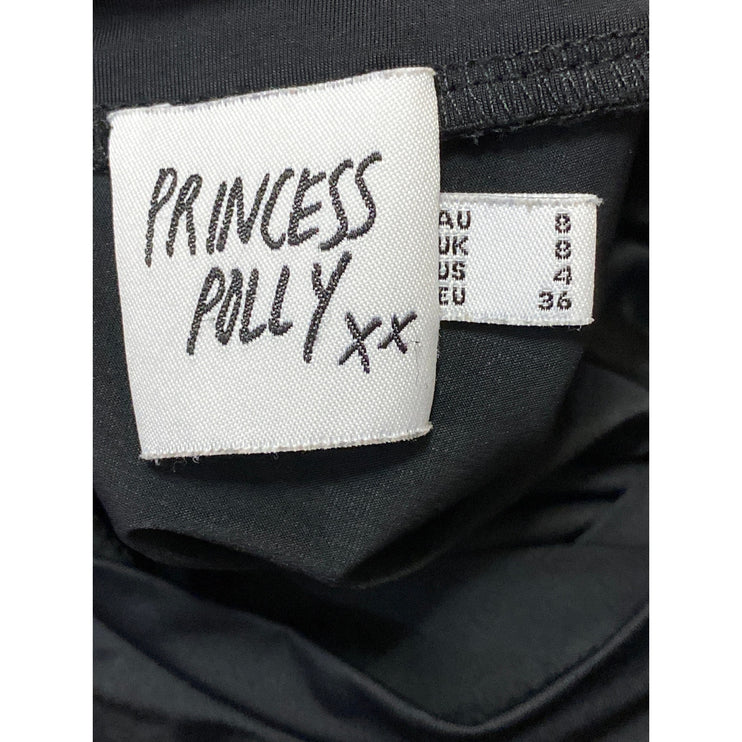 Princess Polly Women's Black Crewneck Long Sleeve Slim Tee T-shirt Top Size 4