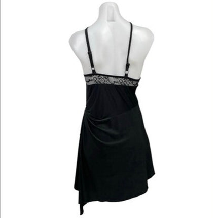 Coperni Women's Black Sleeveless Asymmetric Halter Lace Cutout Mini Dress Sz S