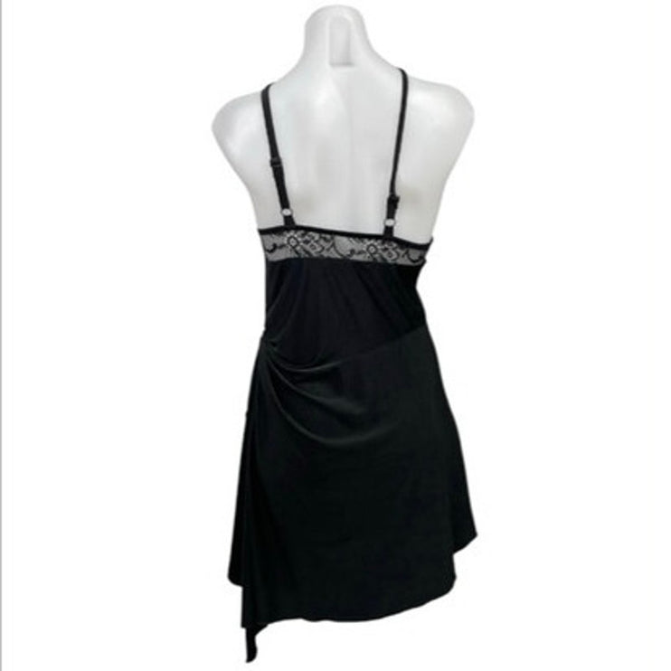Coperni Women's Black Sleeveless Asymmetric Halter Lace Cutout Mini Dress Sz S