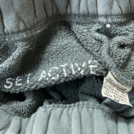 SET Active Womens Sage Green High Rise Fleece Activewear Trouser Sweatpants Sz M
