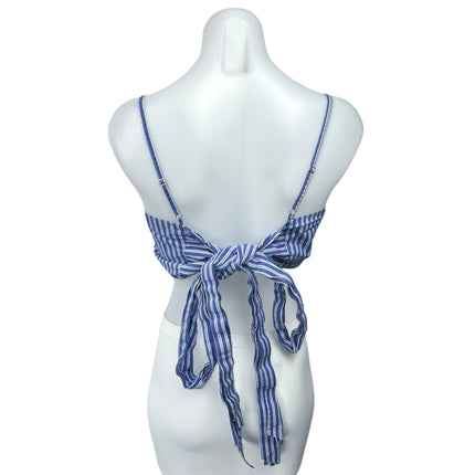 Farrow Women's Blue White Striped Sleeveless Cami Camisole Crop Tank Top Size M
