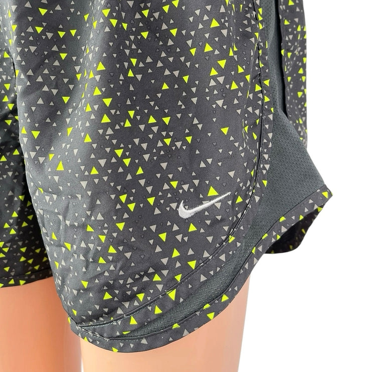 Nike Tempo Dri Fit Women's Black Green Geometric Yoga Athletic Running Shorts M