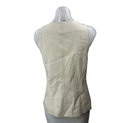 NEW Madewell Ivory White Sleeveless Crewneck Cutaway Drapey Twill Vest Top Sz 2