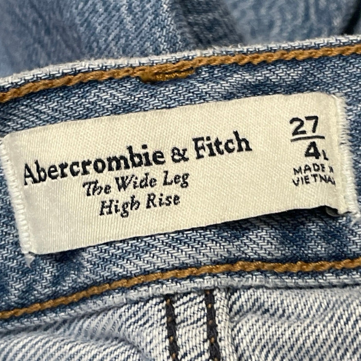 Abercrombie & Fitch The Wide Leg High Rise Women's Blue Denim Jeans Size 27/4