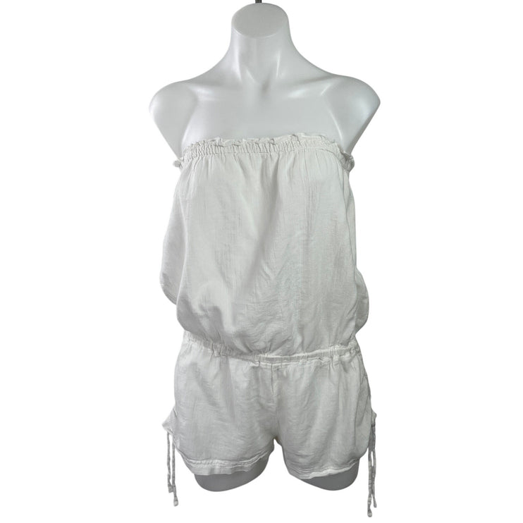 Victoria's Secret Womens White Strapless Tube Elastic Waist Romper Shorts Size S
