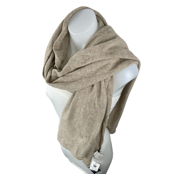 NEW Dalle Piane Cashmere Wool Beige Winter Snow Warmer Shawl Wrap Neck Scarf OS
