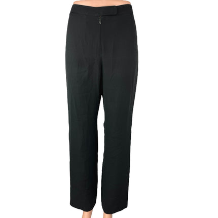 Giorgio Armani Borgo 21 Black 100% Silk Straight High Waist Trousers Pants Sz 40