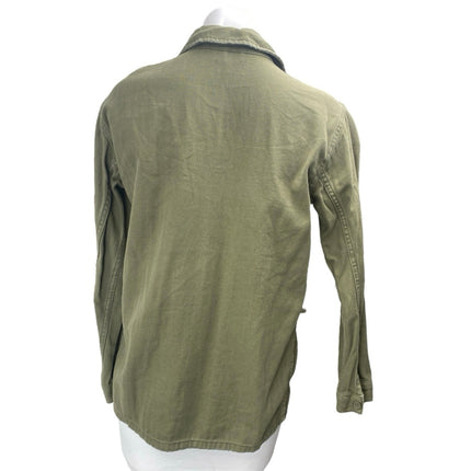 Topshop Women's Green Khaki Button Down Long Sleeve Cargo Military Jacket Size 2