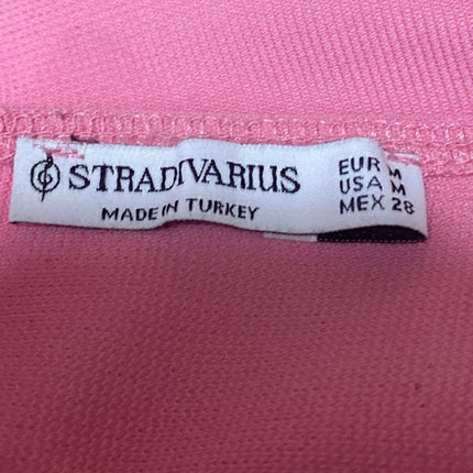 Stradivarius Women's Pink Sleeveless V-neck Halter Tie Backless Crop Tank Top M