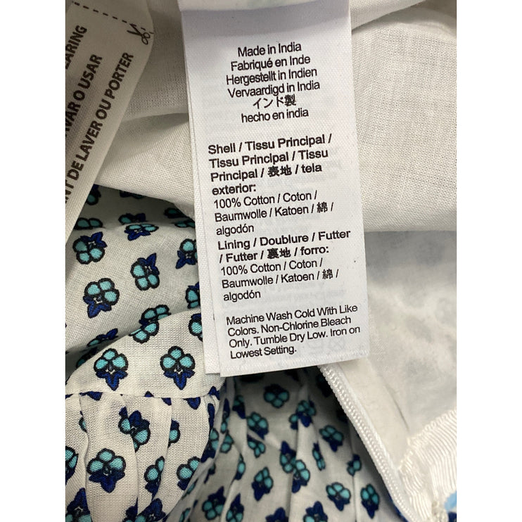 NEW J.Crew White Blue Floral High Waisted Boho Tiered A Line Midi Skirt Size M