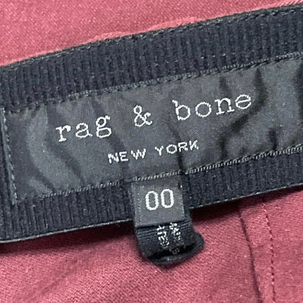 Rag & Bone Women's Red High Rise Zip Slim Fit Skinny Leggings Pants Size 00