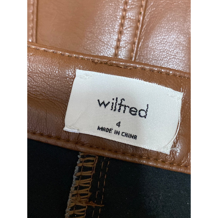 Aritzia Wilfred The Melina Slim Womens Brown Faux Leather Vegan Trousers Pants 4