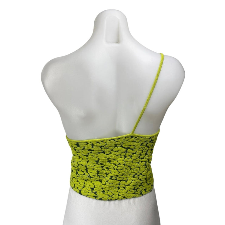 Urban Outfitters Green Black One Shoulder Sleeveless Cami Camisole Crop Top Sz M