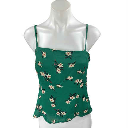 ASTR The Label Green Floral Smocked Sleeveless Cami Camisole Tank Top Size M