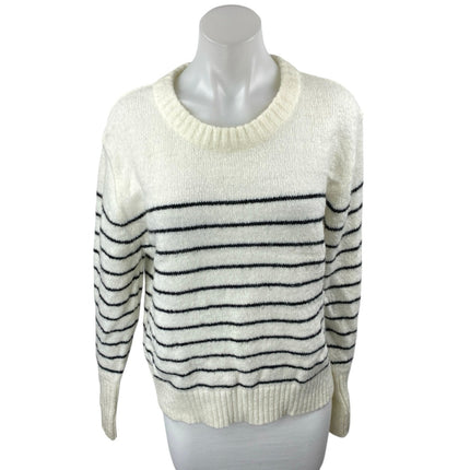 3.3 Field Trip Women's White Black Striped Knit Long Sleeve Sweater Top One Size