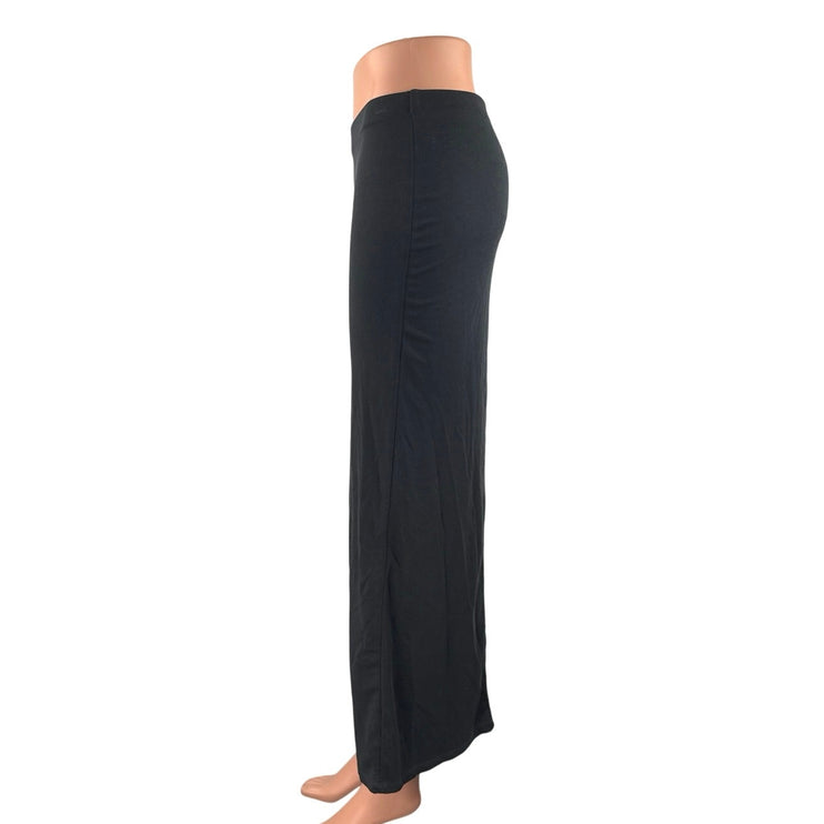 Monki Womens Black High Waisted Pull On Straight Pencil Midi Slip Skirt Size XXS
