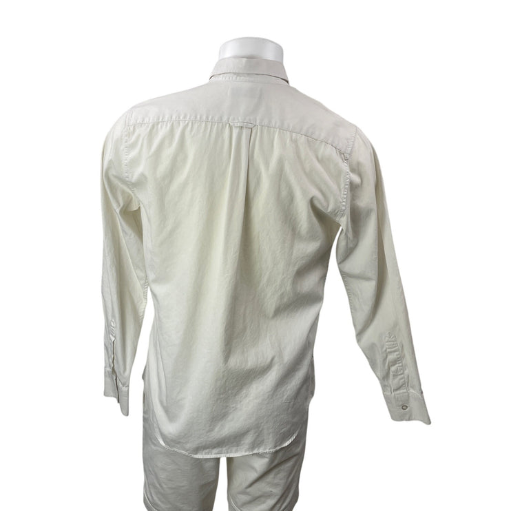 Everlane Men's Cream Long Sleeves Collared Casual Button Down Shirt Top Size L