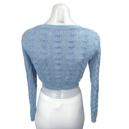 Urban Outfitters Blue Metallic Knit Long Sleeve Button Up Cardigan Sweater Top S