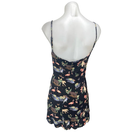 Reformation Yasmin Black Brasilia Graphic Sleeveless Cami Tank Mini Slip Dress 4