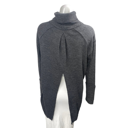 Free People Women's Gray Turtleneck Split Back Long Sleeve Knit Sweater Top Sz M
