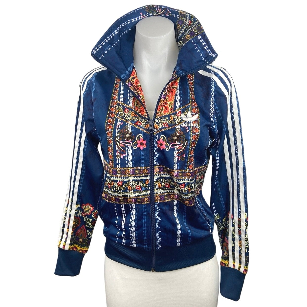 Adidas Cirandeira Firebird Blue Full Zip Floral Logo Activewear Track  Jacket 8