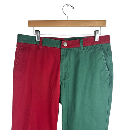 Bonobos Panta Clause Men's Red Green Colorblock Straight Leg Trousers Pants 33