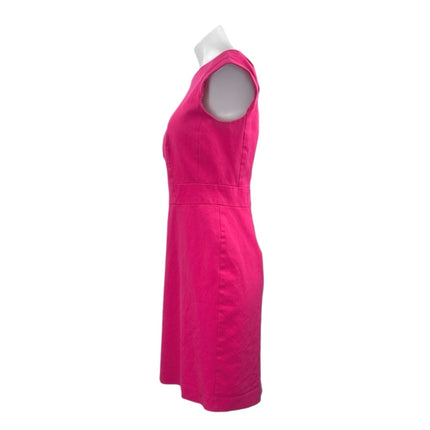 Ann Taylor Women Pink Short Cap Sleeve Crew Neck Career Mini Sheath Dress Size 8