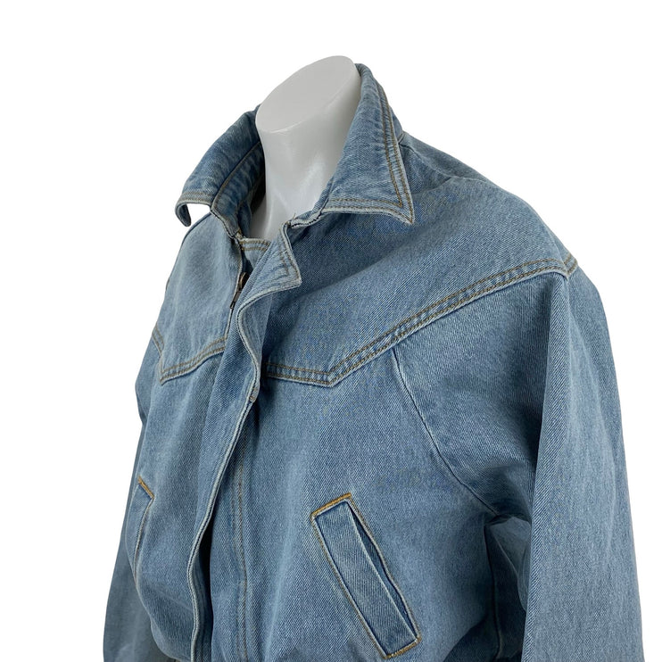 Brandy Melville Women's Collared Long Sleeve Crop Trucker Denim Coat Jacket Sz M