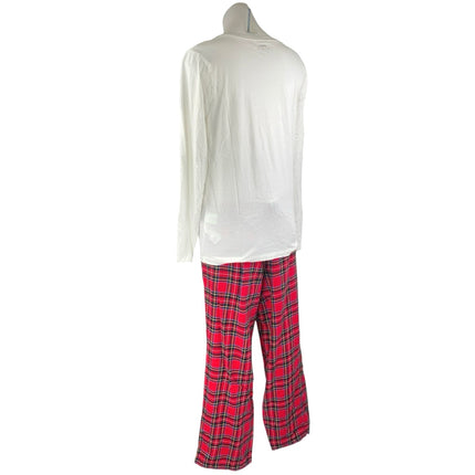 J.Crew White Red Holiday Crew Plaid Flannel Long Sleeve Sleepwear Pajamas Set M