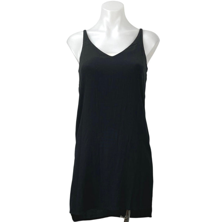 Topshop Women's Black Sleeveless Cami Camisole Tank V Neck Mini Dress Size 2
