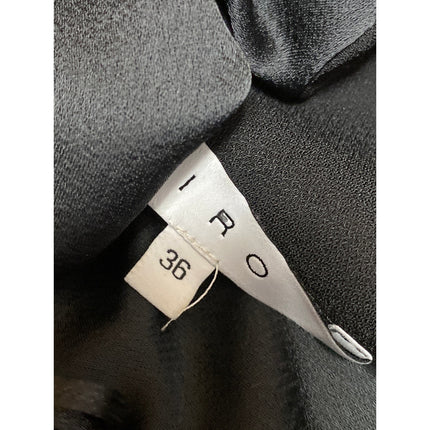 IRO Women Black Cutout Tie Neck Bow Relaxed Long Sleeve Poncho Blouse Top Size 6