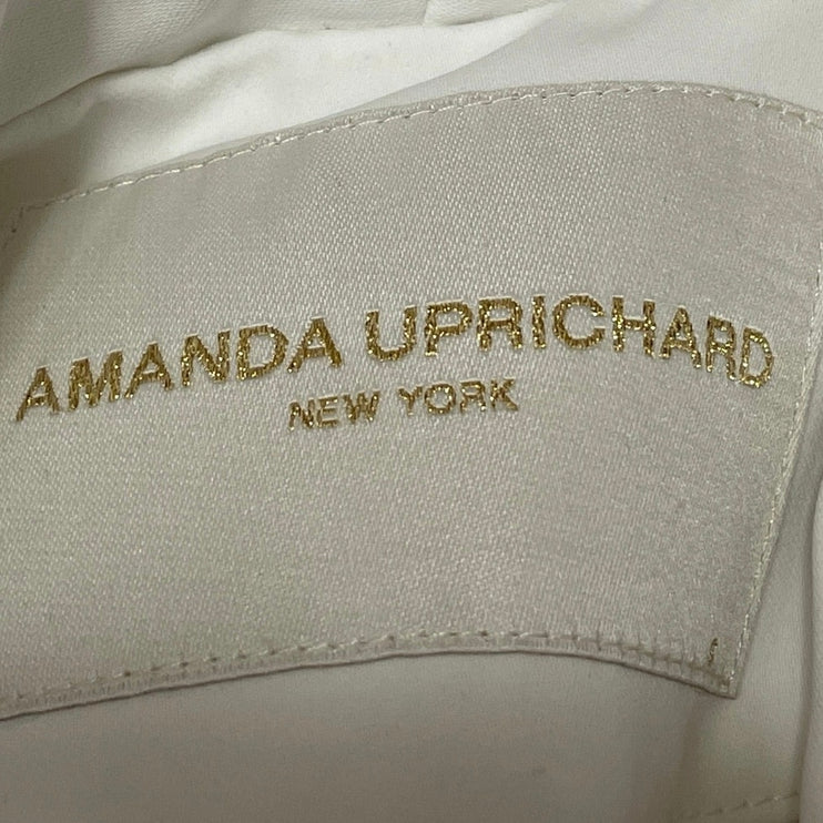 Amanda Uprichard White Notch Collar Long Sleeve Button Blazer Coat Jacket Size M