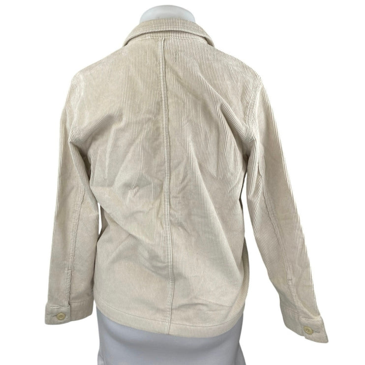 Everlane Women's Cream Corduroy Long Sleeve Button Pockets Shirt Jacket Size L