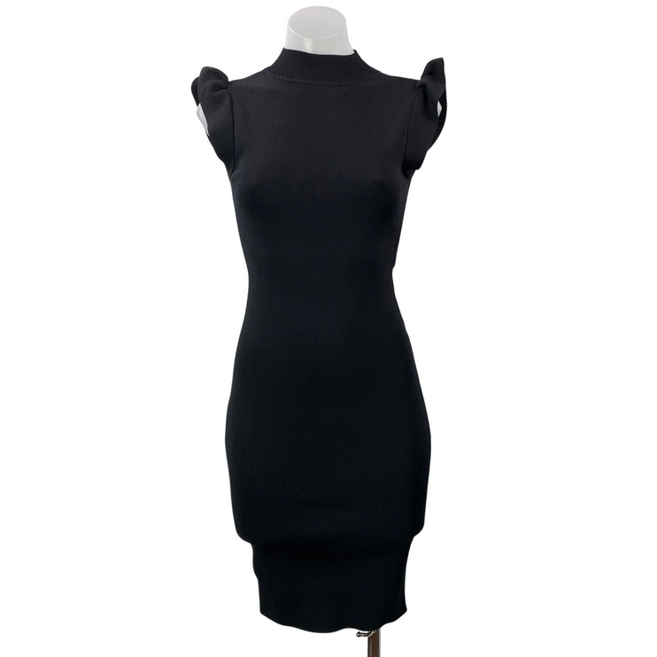 Akira Chicago Black Label Women's Black Sleeveless Ruffles Mini Bodycon Dress S
