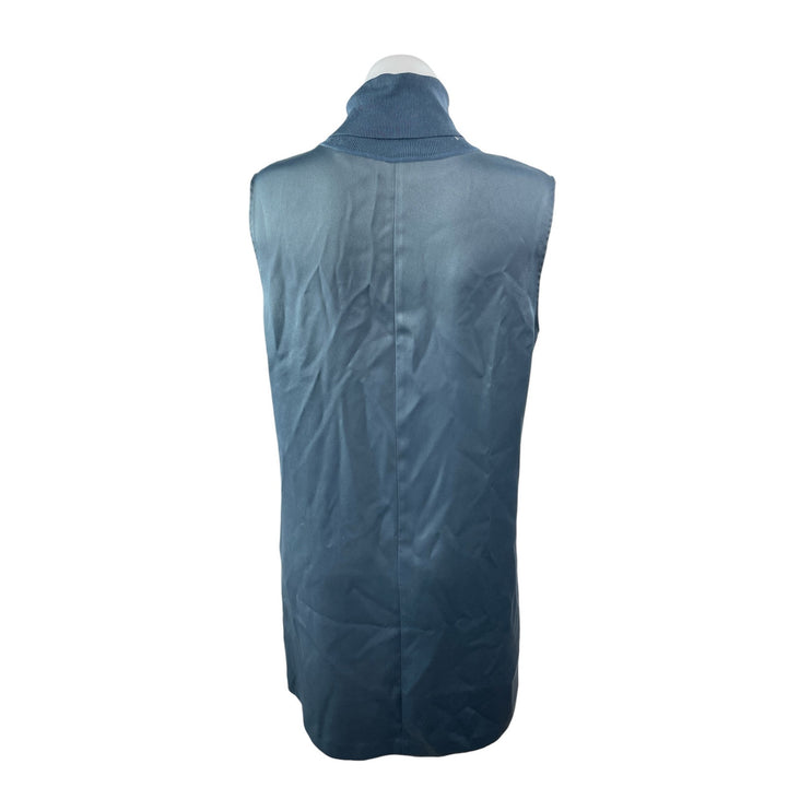 Club Monaco Jourdan Blue Silky Satin Mock Neck Sleeveless Tank Shift Dress Sz M