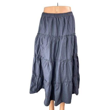 Aritzia Sunday Best Blue Gray Elastic Waist Tiered Maxi Flare A-Line Skirt Sz M