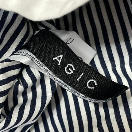 AGIC Women's Black White Striped Cold Shoulder Shirt Peplum Blouse Top Size S