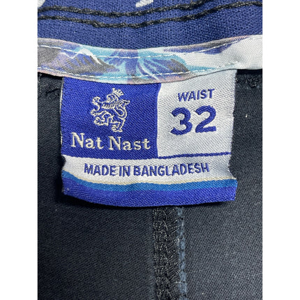 Nat Nast Men's Navy Blue Cotton High Rise Casual Mini Chino Khaki Shorts Size 32