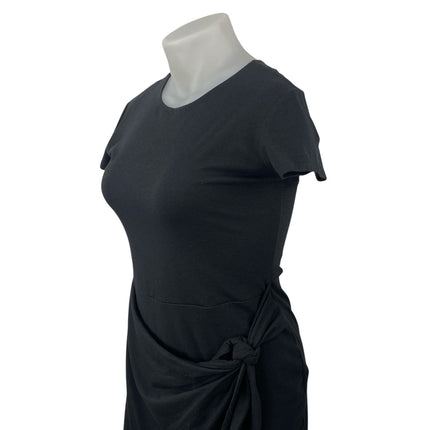 Open Edit Women's Black Ruched Short Sleeve Mini Wrap T-shirt Bodycon Dress Sz L