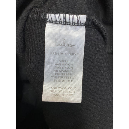 Lulus Women's Black Sheer Mesh Short Puff Sleeve Sweatheart Neck Bodysuit Top L