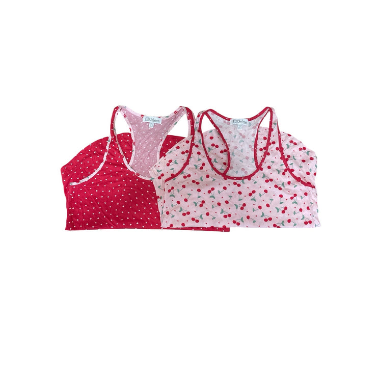 Bundle of 2 PJ Salvage Red Pink Hearts Cherry Racerback Tank Sleepwear Size S