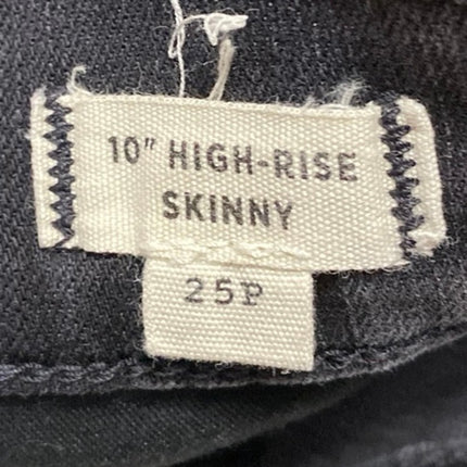 Madewell Women's Black High Rise Skinny Frayed Raw Hem Crop Denim Jeans Pants 25