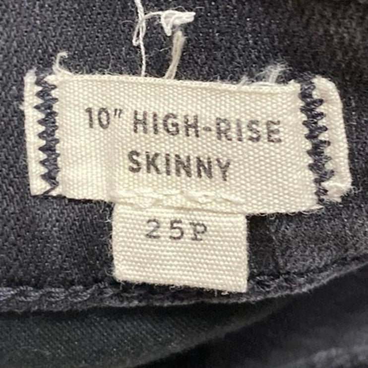 Madewell Women's Black High Rise Skinny Frayed Raw Hem Crop Denim Jeans Pants 25