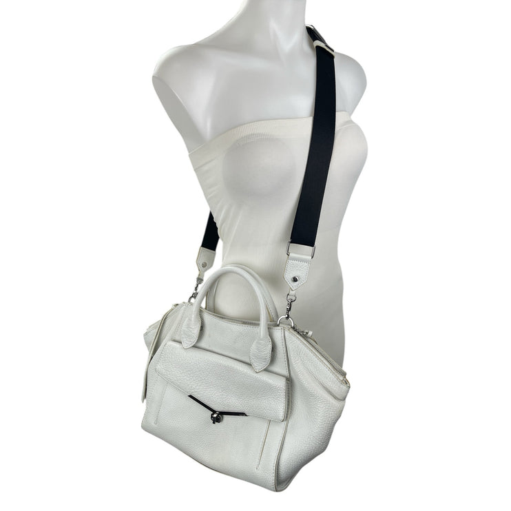 Botkier Vivi White Angled 100% Leather Band Crossbody Bag Satchel Handbag OS