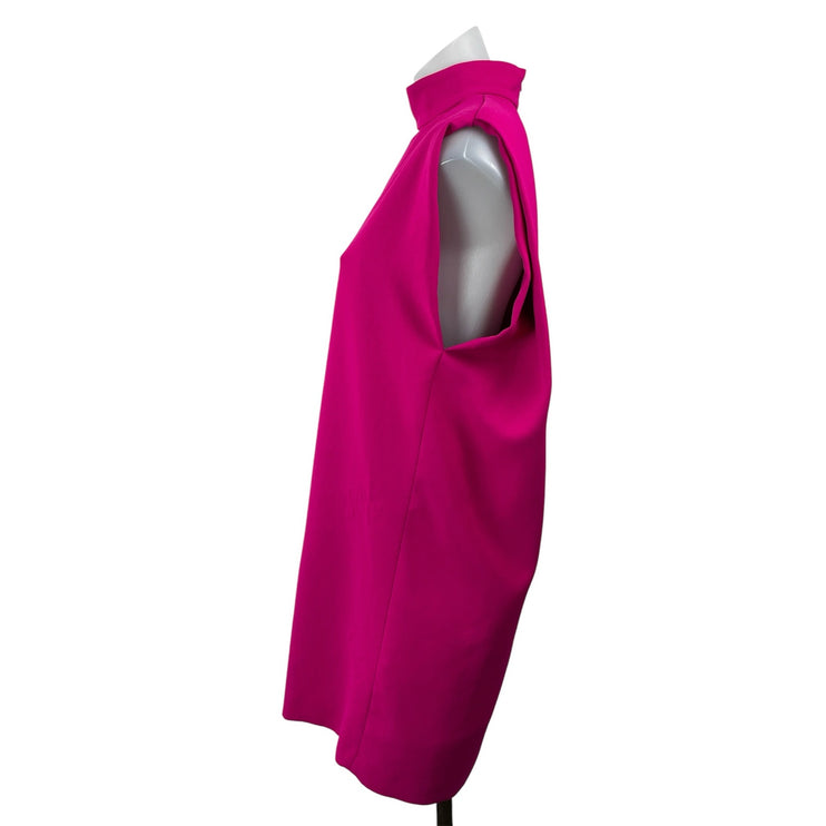 Zara Fuchsia Pink Sleeveless Shoulder Pads Turtleneck Mini Sweater Tank Dress S