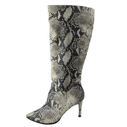 Steve Madden Kinga Multicolor Snakeskin Pointed Toe Stiletto Heels Knee Boots 8