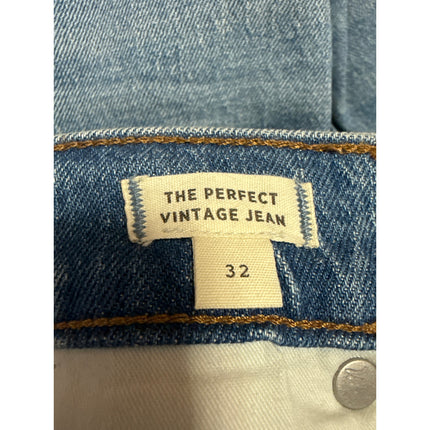 Madewell The Perfect Vintage Blue High Rise Distressed Straight Denim Jeans 32